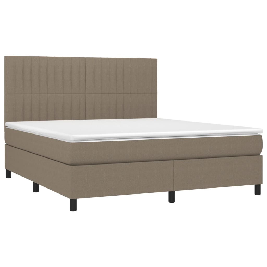 Boxspringbett mit Matratze & LED Taupe 160x200 cm Stoff