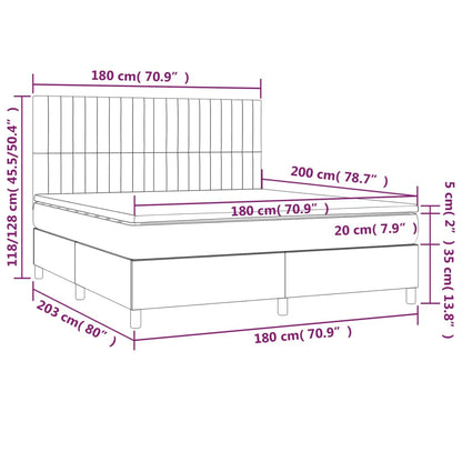 Boxspringbett mit Matratze & LED Hellgrau 180x200 cm Stoff