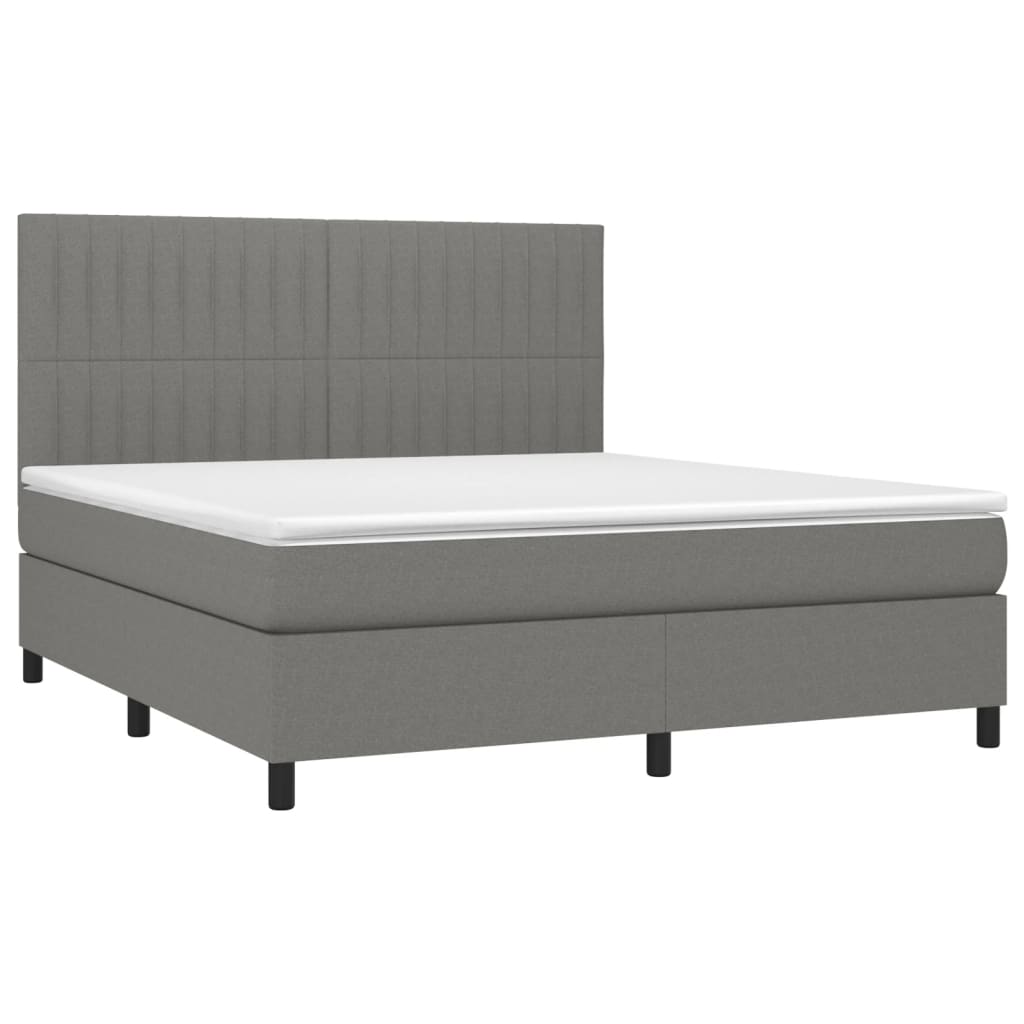 Boxspringbett mit Matratze & LED Dunkelgrau 180x200 cm Stoff