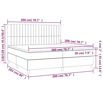 Boxspringbett mit Matratze & LED Dunkelgrau 200x200 cm Stoff