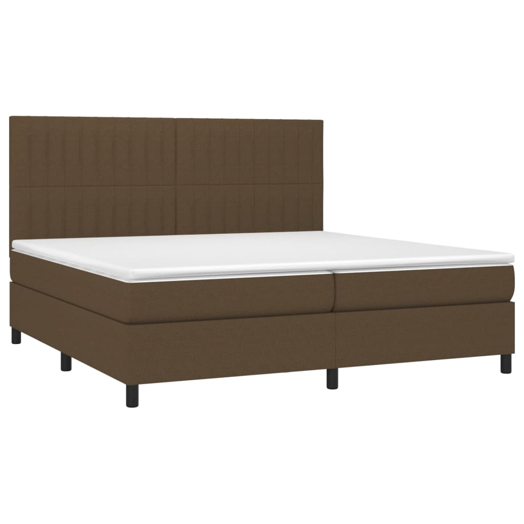 Boxspringbett mit Matratze & LED Dunkelbraun 200x200 cm Stoff