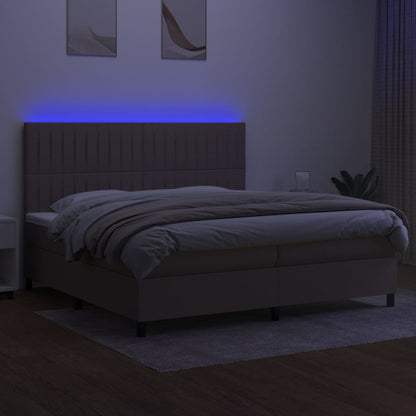 Boxspringbett mit Matratze & LED Taupe 200x200 cm Stoff