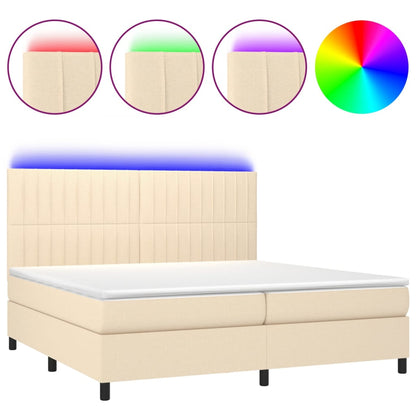 Boxspringbett mit Matratze & LED Creme 200x200 cm Stoff