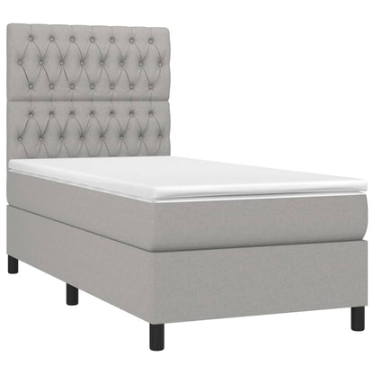 Boxspringbett mit Matratze & LED Hellgrau 90x200 cm Stoff