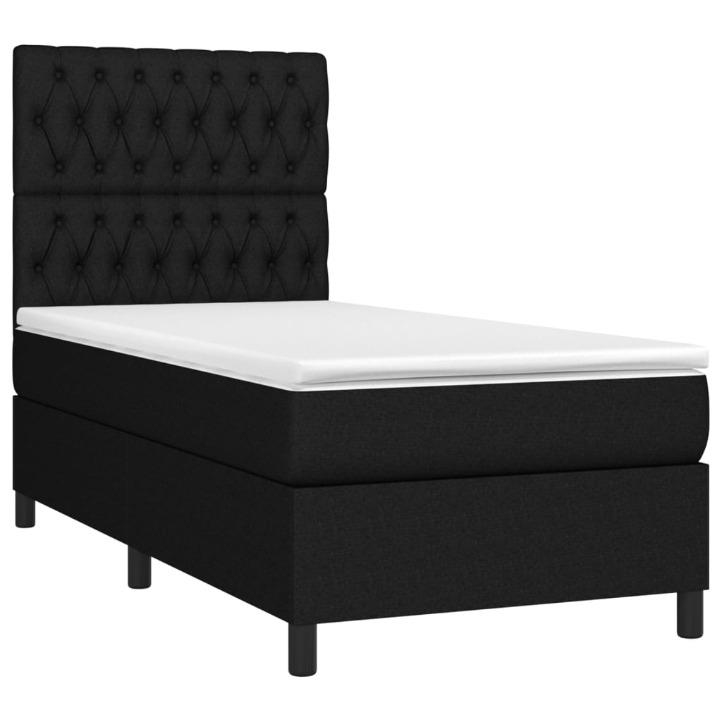 Boxspringbett mit Matratze & LED Schwarz 90x200 cm Stoff