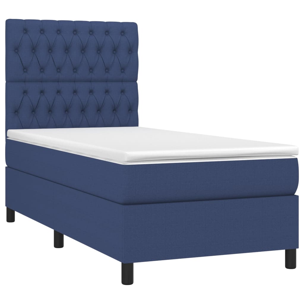 Boxspringbett mit Matratze & LED Blau 90x200 cm Stoff