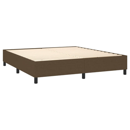 Box spring bed with mattress &amp; LED dark brown 160x200 cm fabric