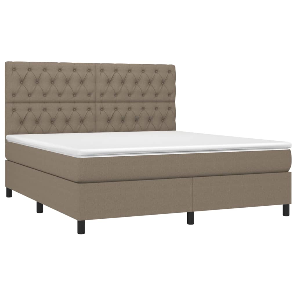 Box spring krevet s madracem i LED taupe tkaninom 160x200 cm