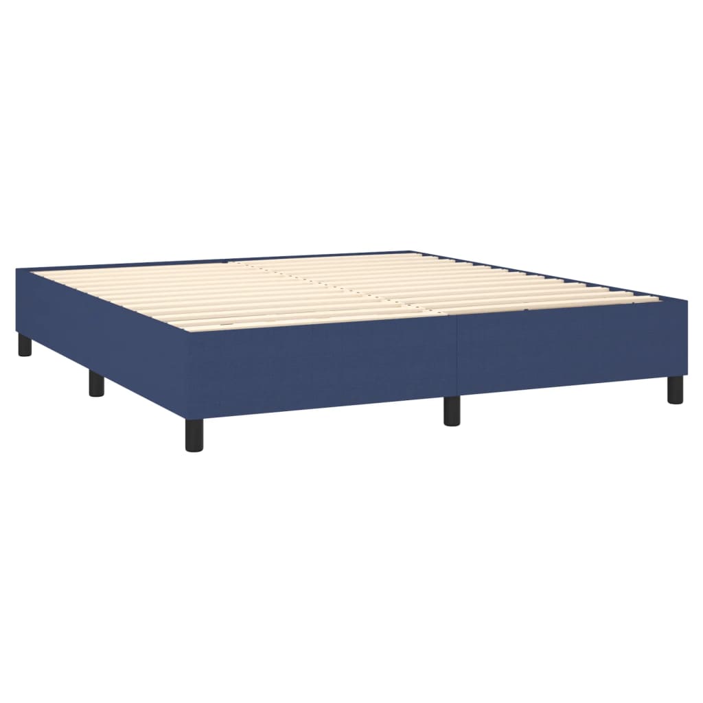 Box spring bed with mattress &amp; LED blue 160x200 cm fabric