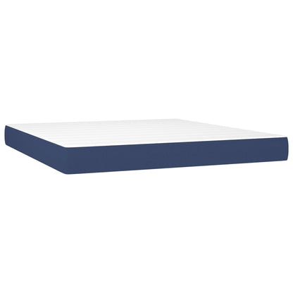 Box spring bed with mattress &amp; LED blue 160x200 cm fabric