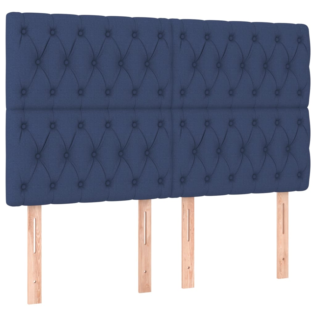 Box spring bed with mattress &amp; LED blue 160x200 cm fabric