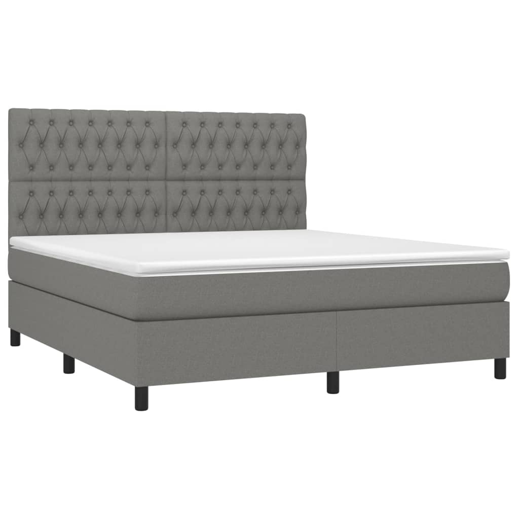 Boxspringbett mit Matratze & LED Dunkelgrau 180x200 cm Stoff