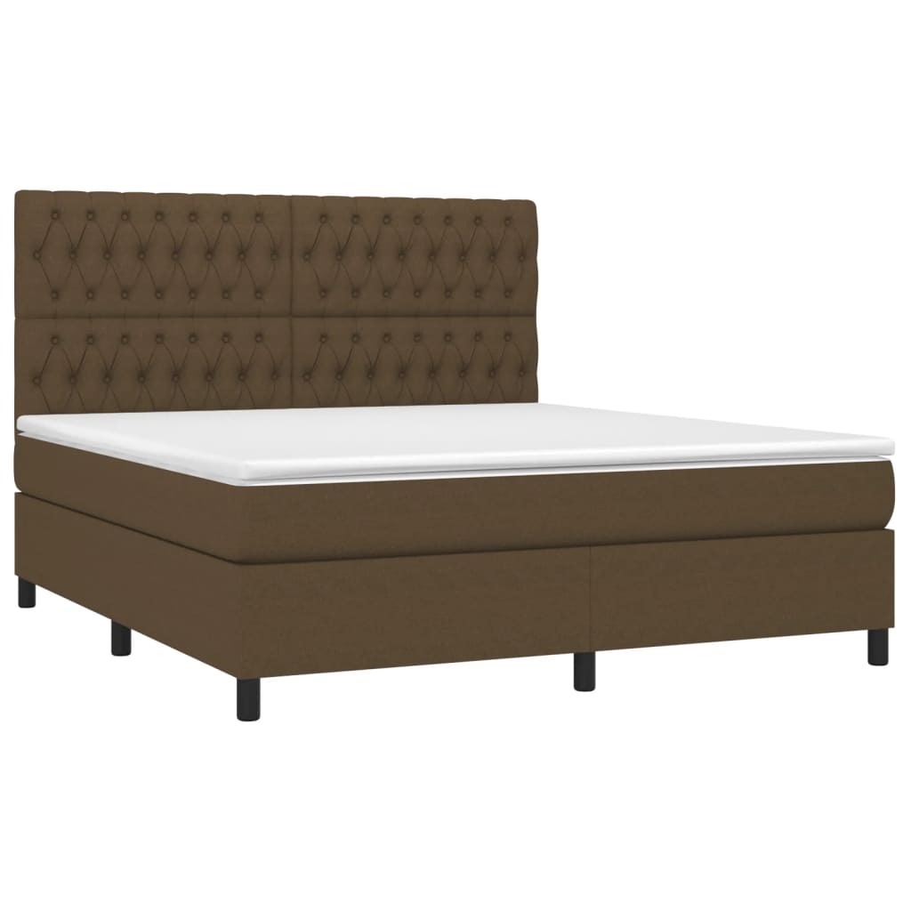 Boxspringbett mit Matratze & LED Dunkelbraun 180x200 cm Stoff