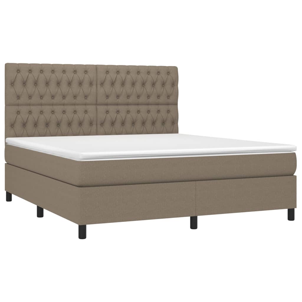 Boxspringbett mit Matratze & LED Taupe 180x200 cm Stoff