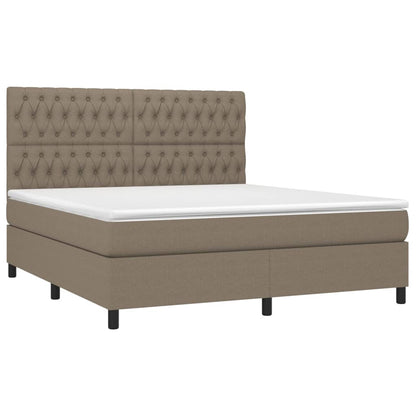 Boxspringbett mit Matratze & LED Taupe 180x200 cm Stoff