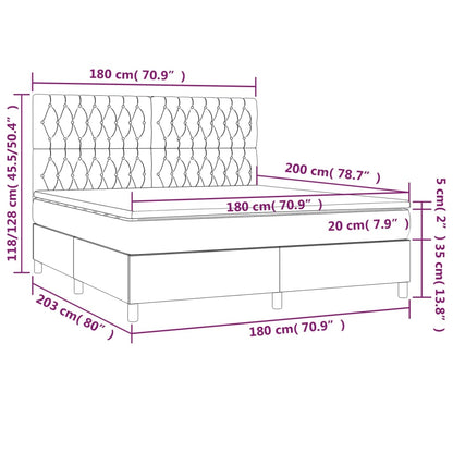 Boxspringbett mit Matratze & LED Taupe 180x200 cm Stoff