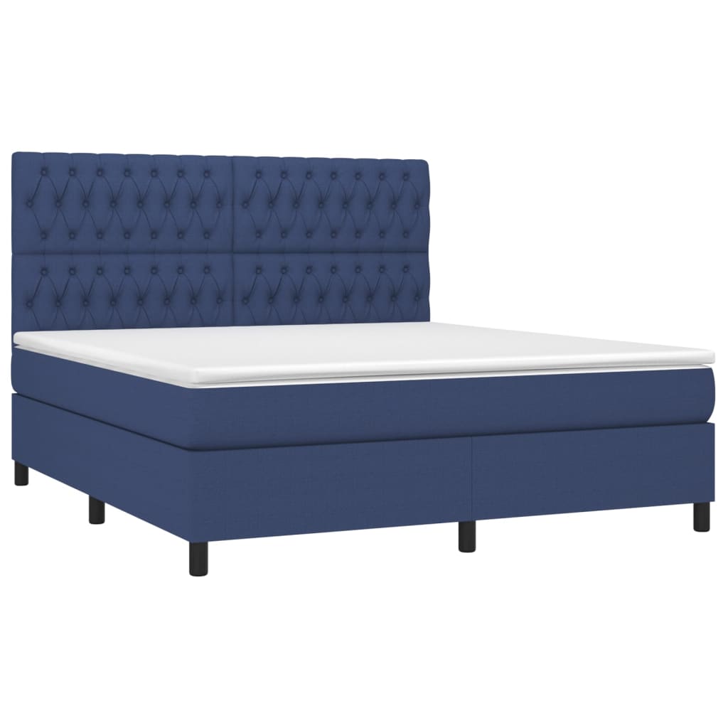 Boxspringbett mit Matratze & LED Blau 180x200 cm Stoff