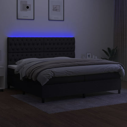 Boxspringbett mit Matratze & LED Schwarz 200x200 cm Stoff