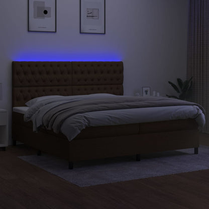 Boxspringbett mit Matratze & LED Dunkelbraun 200x200 cm Stoff