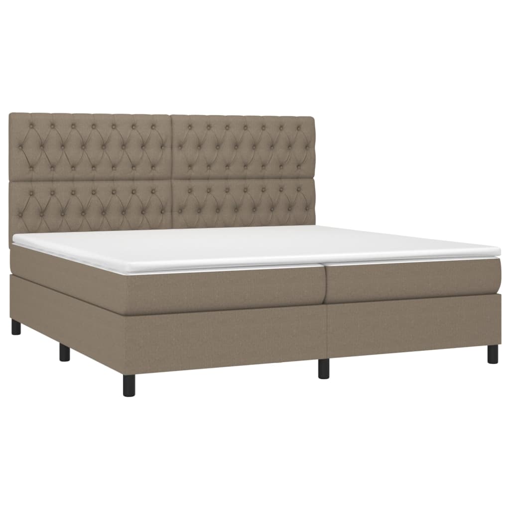 Boxspringbett mit Matratze & LED Taupe 200x200 cm Stoff