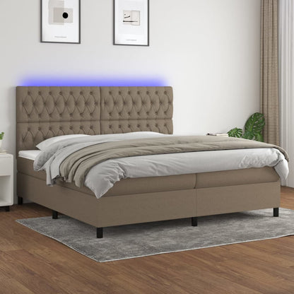 Boxspringbett mit Matratze & LED Taupe 200x200 cm Stoff