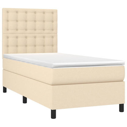 Boxspringbett mit Matratze & LED Creme 90x200 cm Stoff