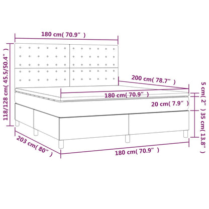 Boxspringbett mit Matratze & LED Schwarz 180x200 cm Stoff