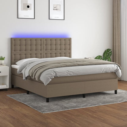 Boxspringbett mit Matratze & LED Taupe 180x200 cm Stoff