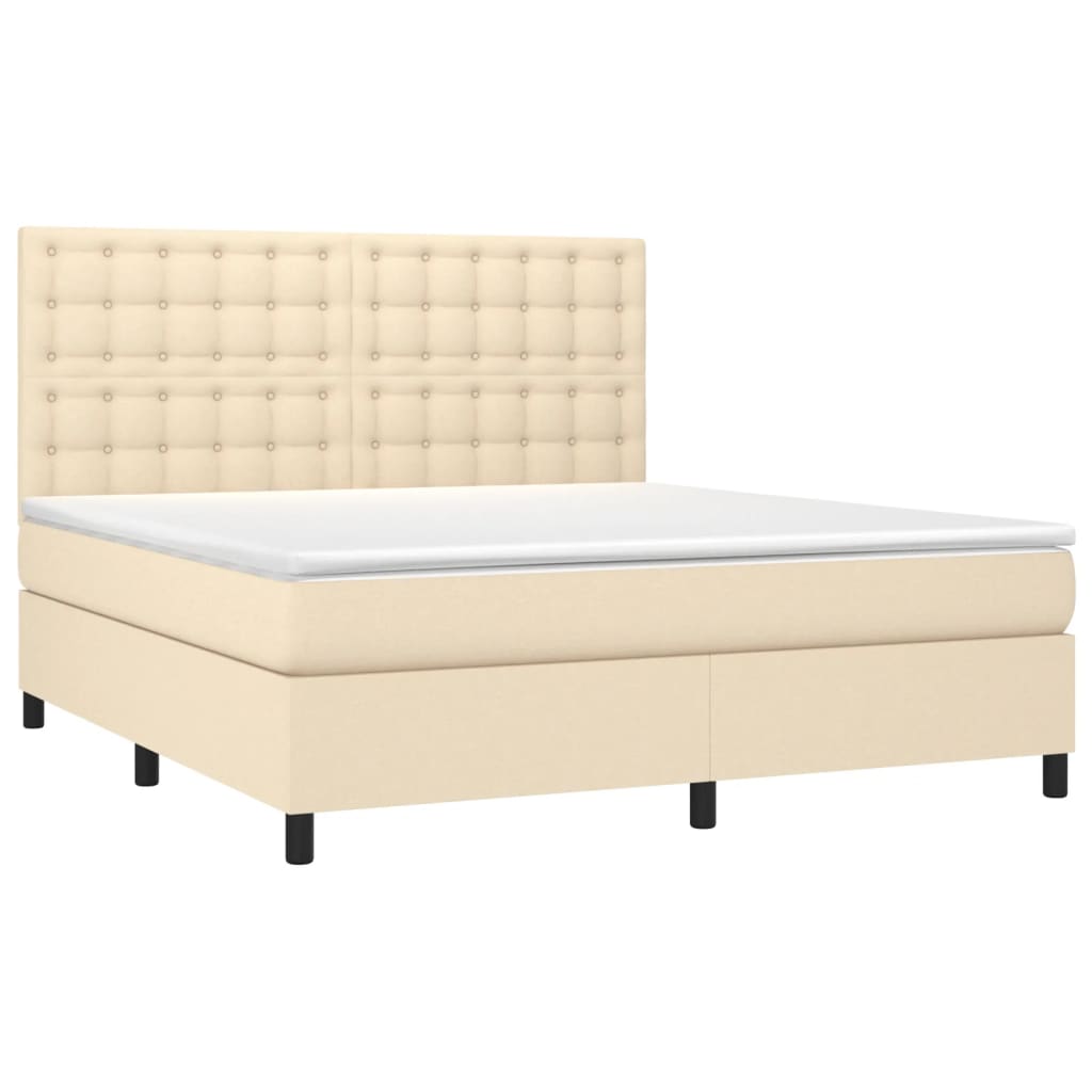 Boxspringbett mit Matratze & LED Creme 180x200 cm Stoff