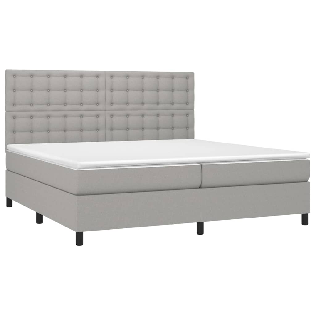 Boxspringbett mit Matratze & LED Hellgrau 200x200 cm Stoff