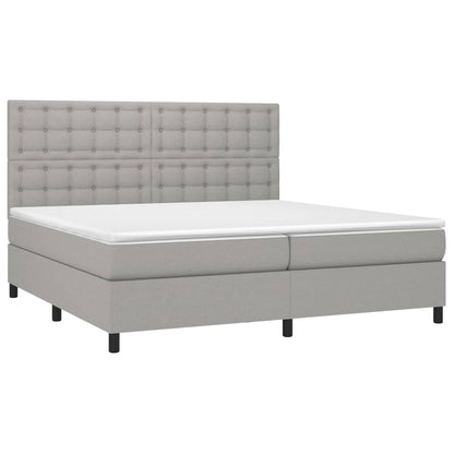 Boxspringbett mit Matratze & LED Hellgrau 200x200 cm Stoff