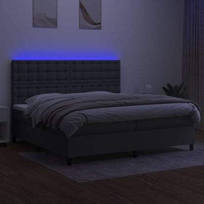 Boxspringbett mit Matratze & LED Dunkelgrau 200x200 cm Stoff