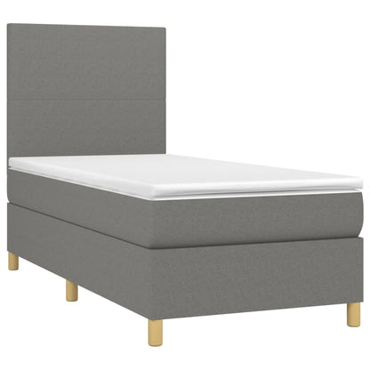 Boxspringbett mit Matratze & LED Dunkelgrau 90x200 cm Stoff