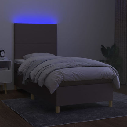 Boxspringbett mit Matratze & LED Taupe 90x200 cm Stoff