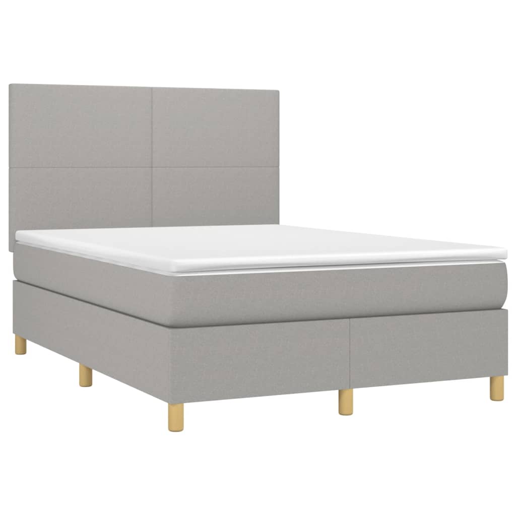 Boxspringbett mit Matratze & LED Hellgrau 140x200 cm Stoff