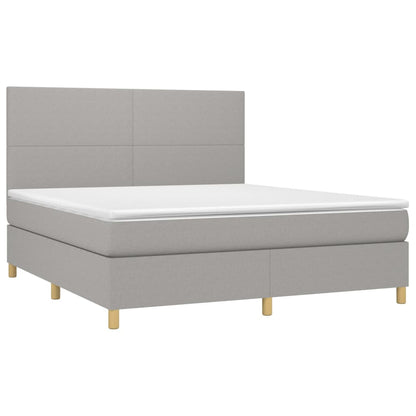 Boxspringbett mit Matratze & LED Hellgrau 160x200 cm Stoff