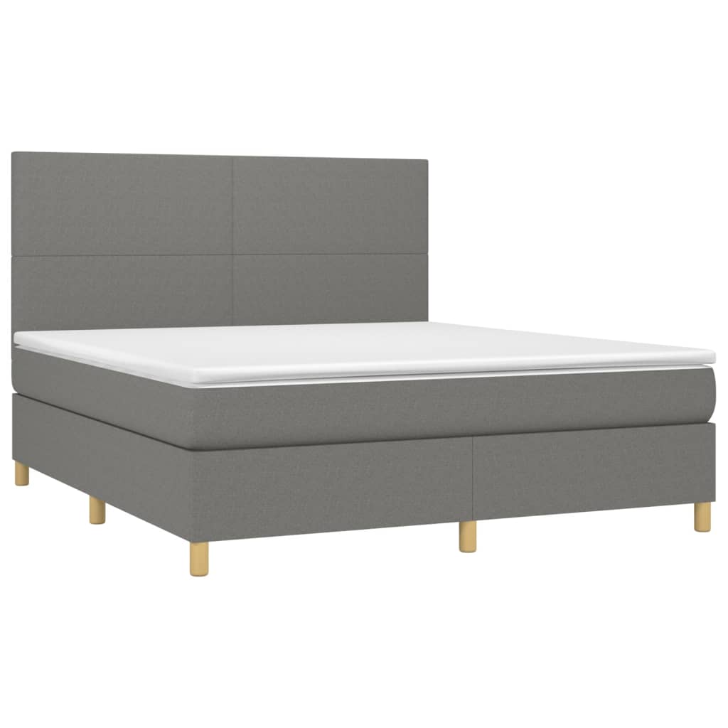 Boxspringbett mit Matratze & LED Dunkelgrau 160x200 cm Stoff