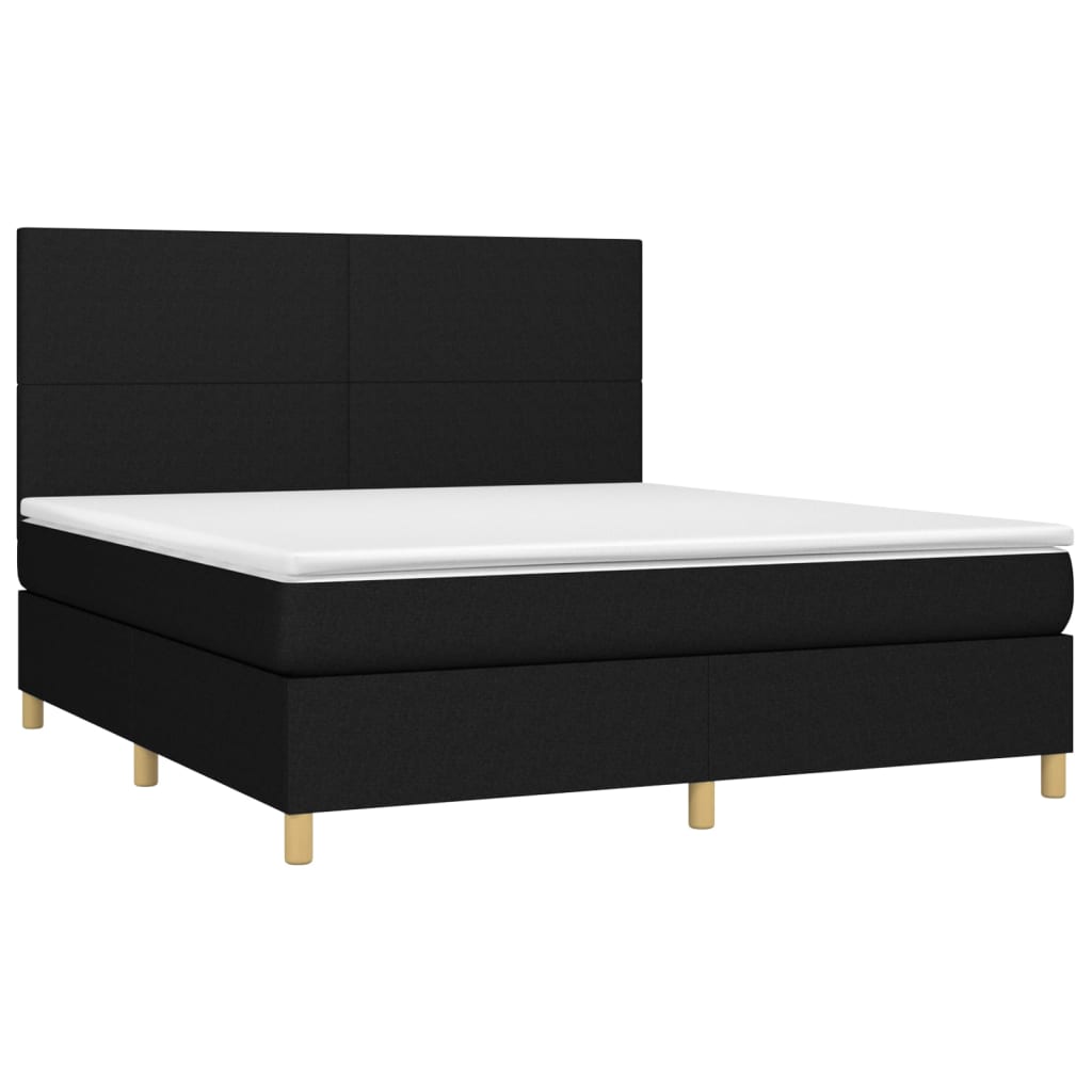 Boxspringbett mit Matratze & LED Schwarz 180x200 cm Stoff