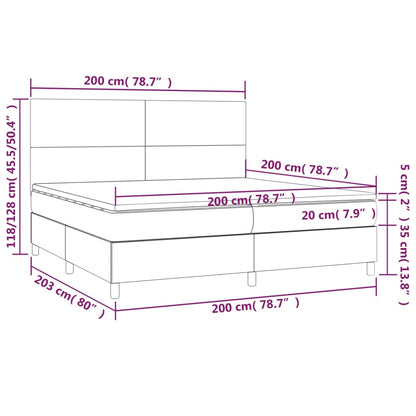 Boxspringbett mit Matratze & LED Dunkelbraun 200x200 cm Stoff