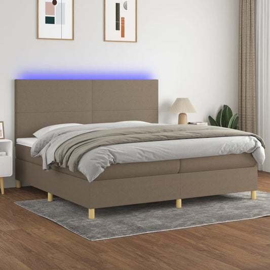 Boxspringbett mit Matratze & LED Taupe 200x200 cm Stoff