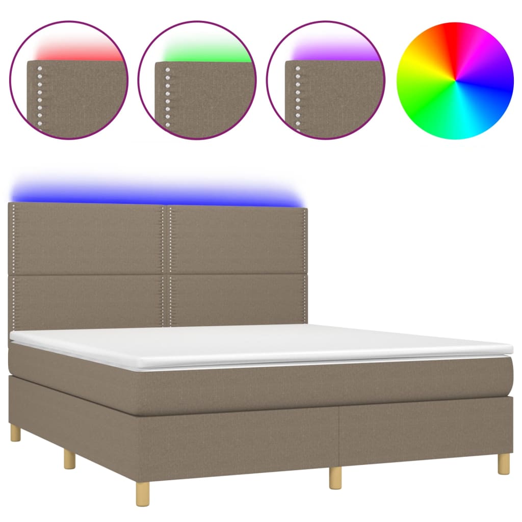 Boxspringbett mit Matratze & LED Taupe 160x200 cm Stoff