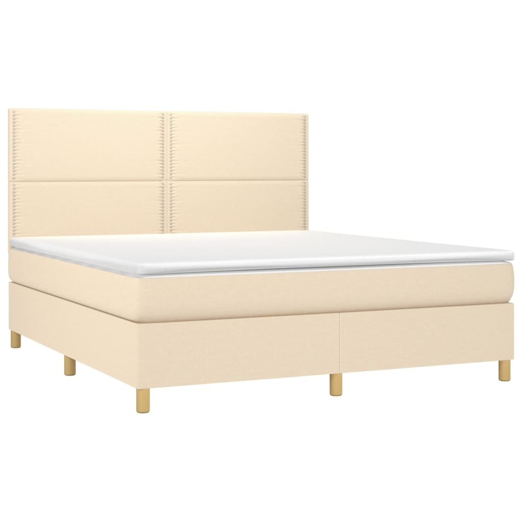 Boxspringbett mit Matratze & LED Creme 160x200 cm Stoff