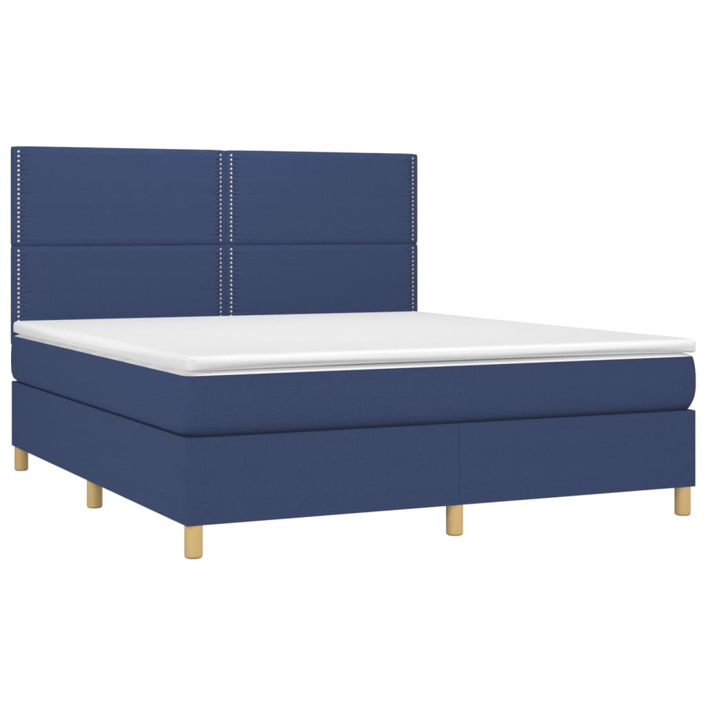 Boxspringbett mit Matratze & LED Blau 160x200 cm Stoff