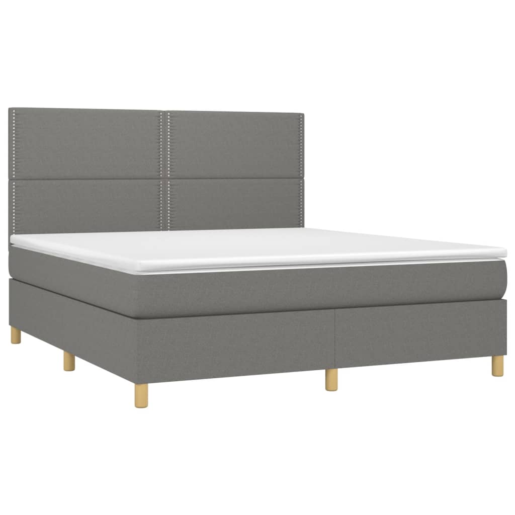 Boxspringbett mit Matratze & LED Dunkelgrau 180x200 cm Stoff