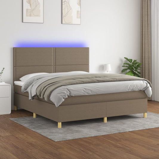 Boxspringbett mit Matratze & LED Taupe 180x200 cm Stoff