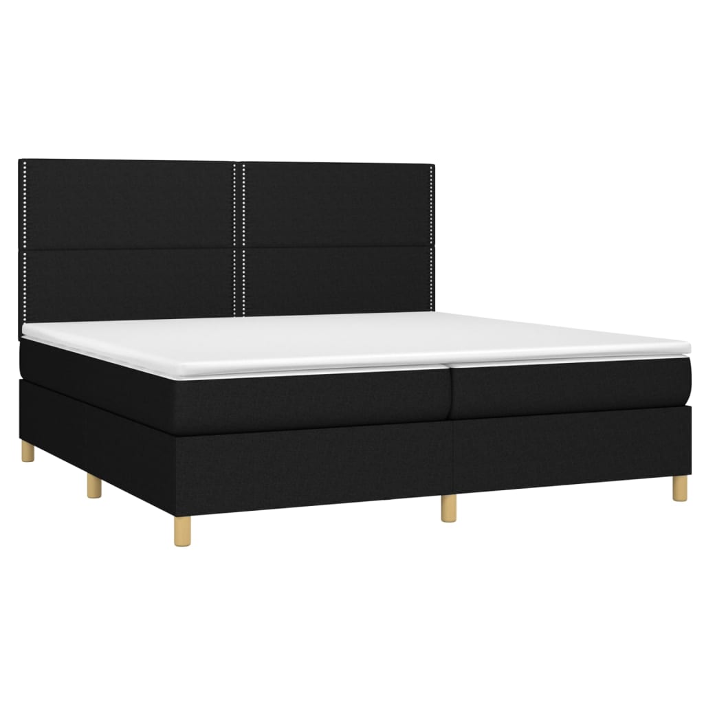 Boxspringbett mit Matratze & LED Schwarz 200x200 cm Stoff