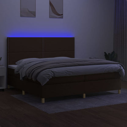 Boxspringbett mit Matratze & LED Dunkelbraun 200x200 cm Stoff