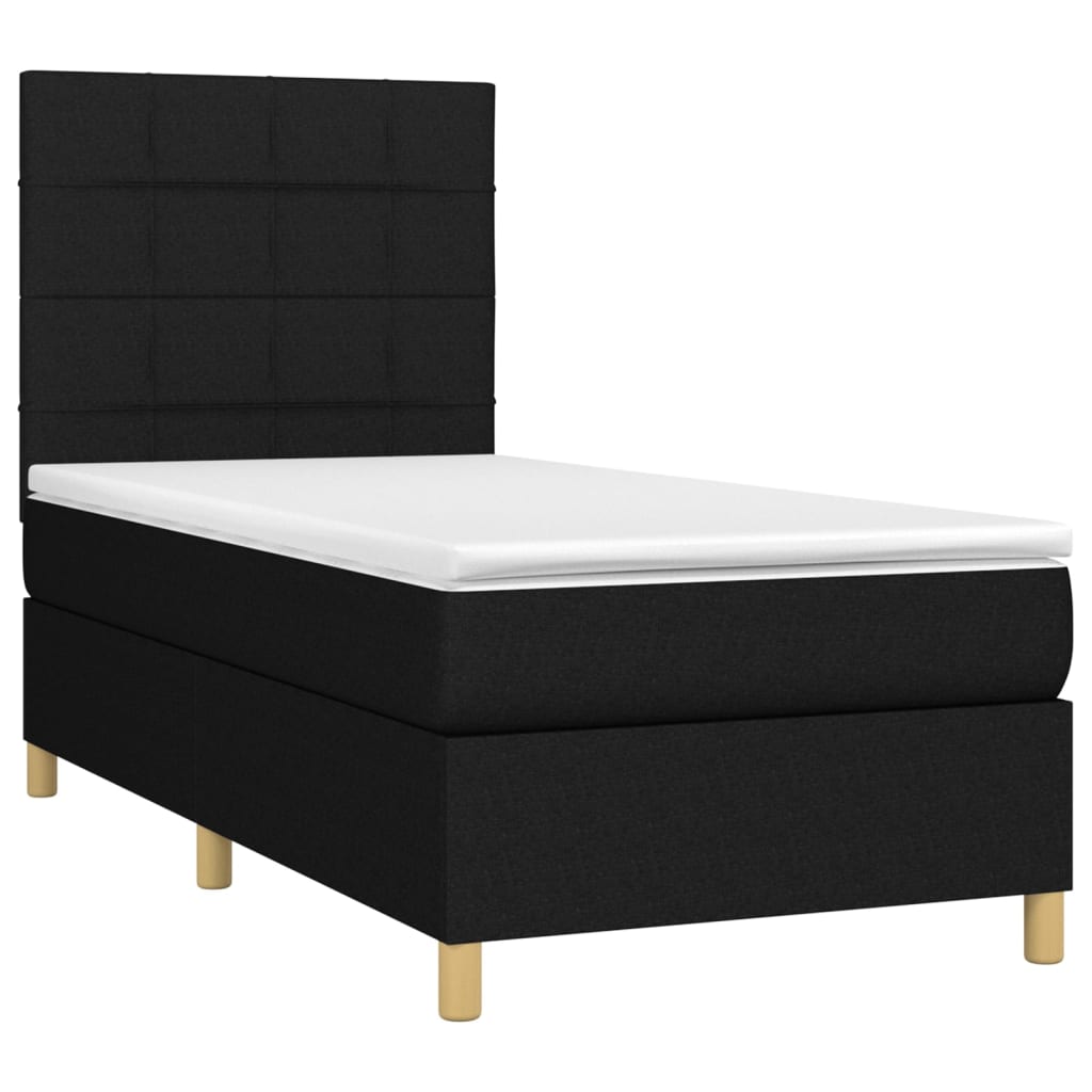 Boxspringbett mit Matratze & LED Schwarz 90x200 cm Stoff