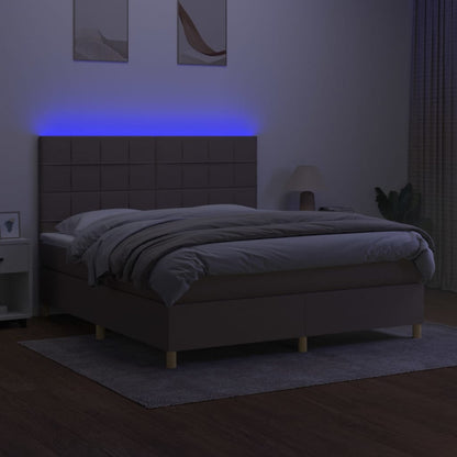 Boxspringbett mit Matratze & LED Taupe 160x200 cm Stoff