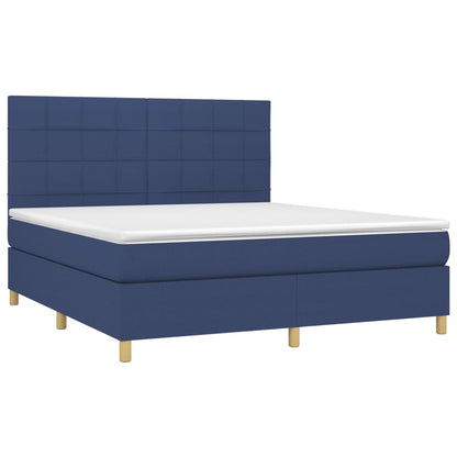 Boxspringbett mit Matratze & LED Blau 180x200 cm Stoff